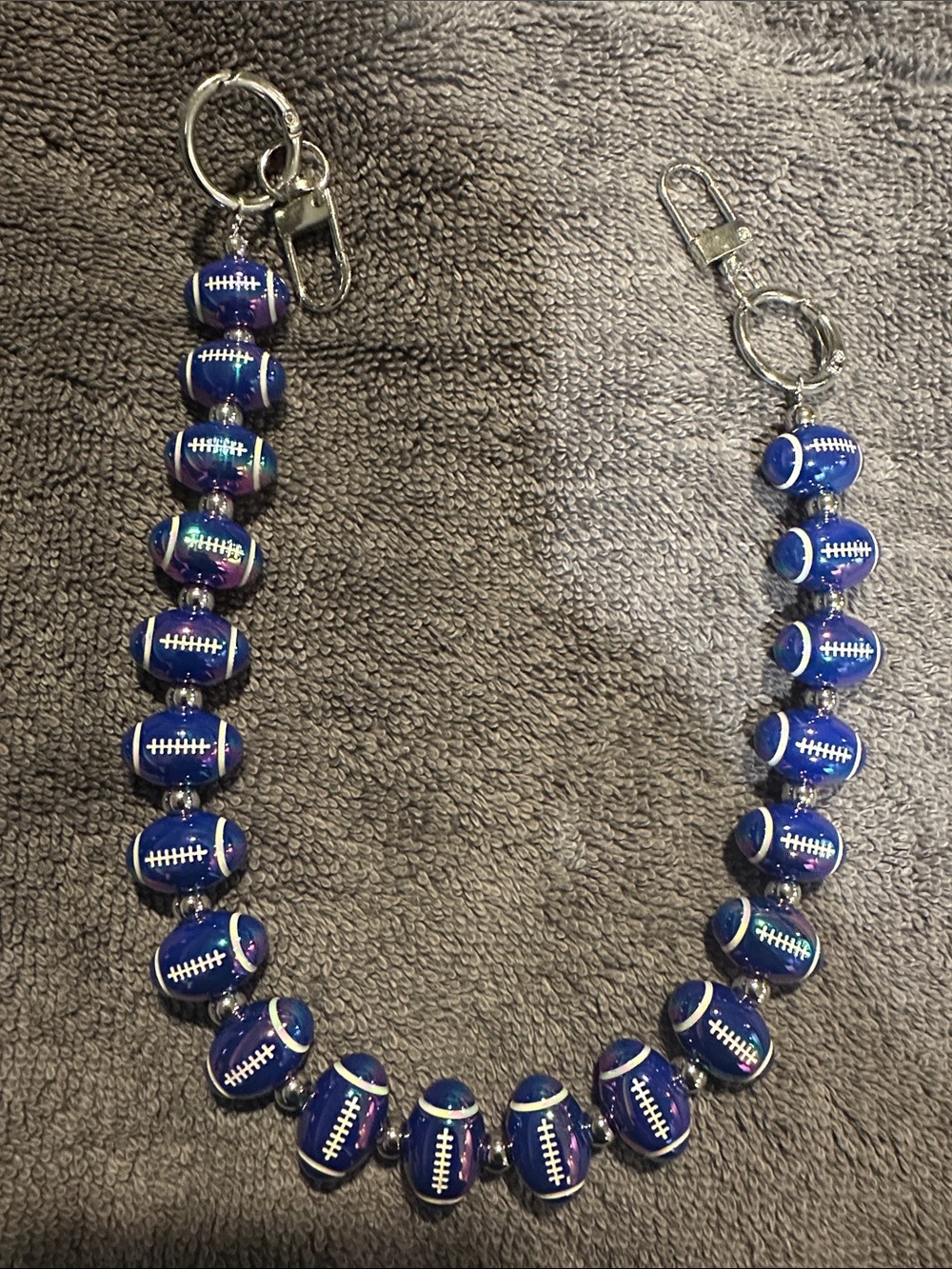 Blue Football Beaded bag accessory